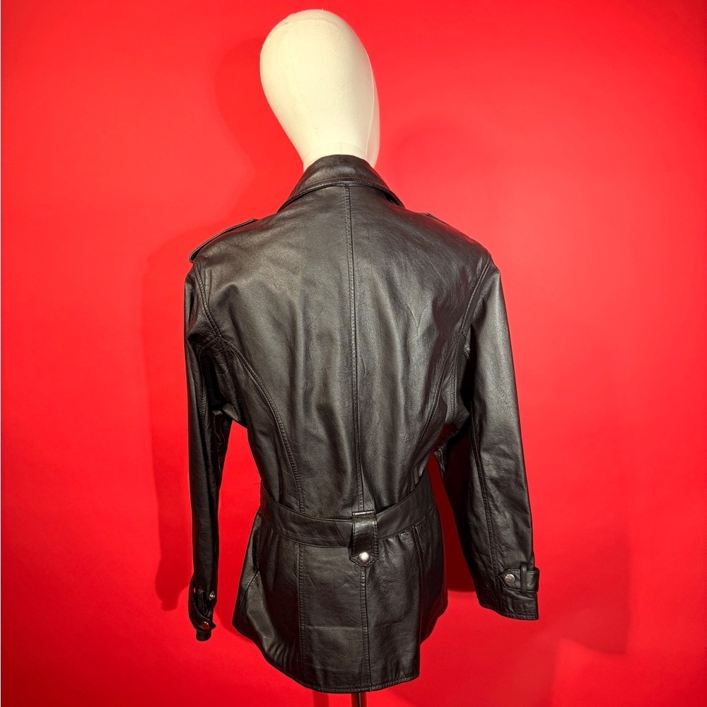 Vintage 1980s Wilson’s Leather Black Leather Oversized Moto Jacket - Picture 10 of 12